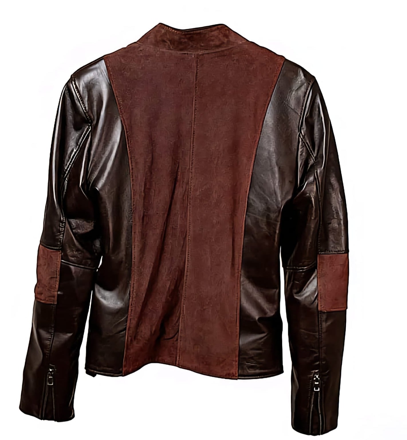 Brown genuine leather women’s jacket with suede accents (Size S)